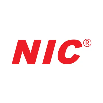 لوگوی برند NIC و مجموعه ابزارهای اندودانتیکس شامل فایل‌ها و ابزارهای درمان ریشه دندانپزشکی