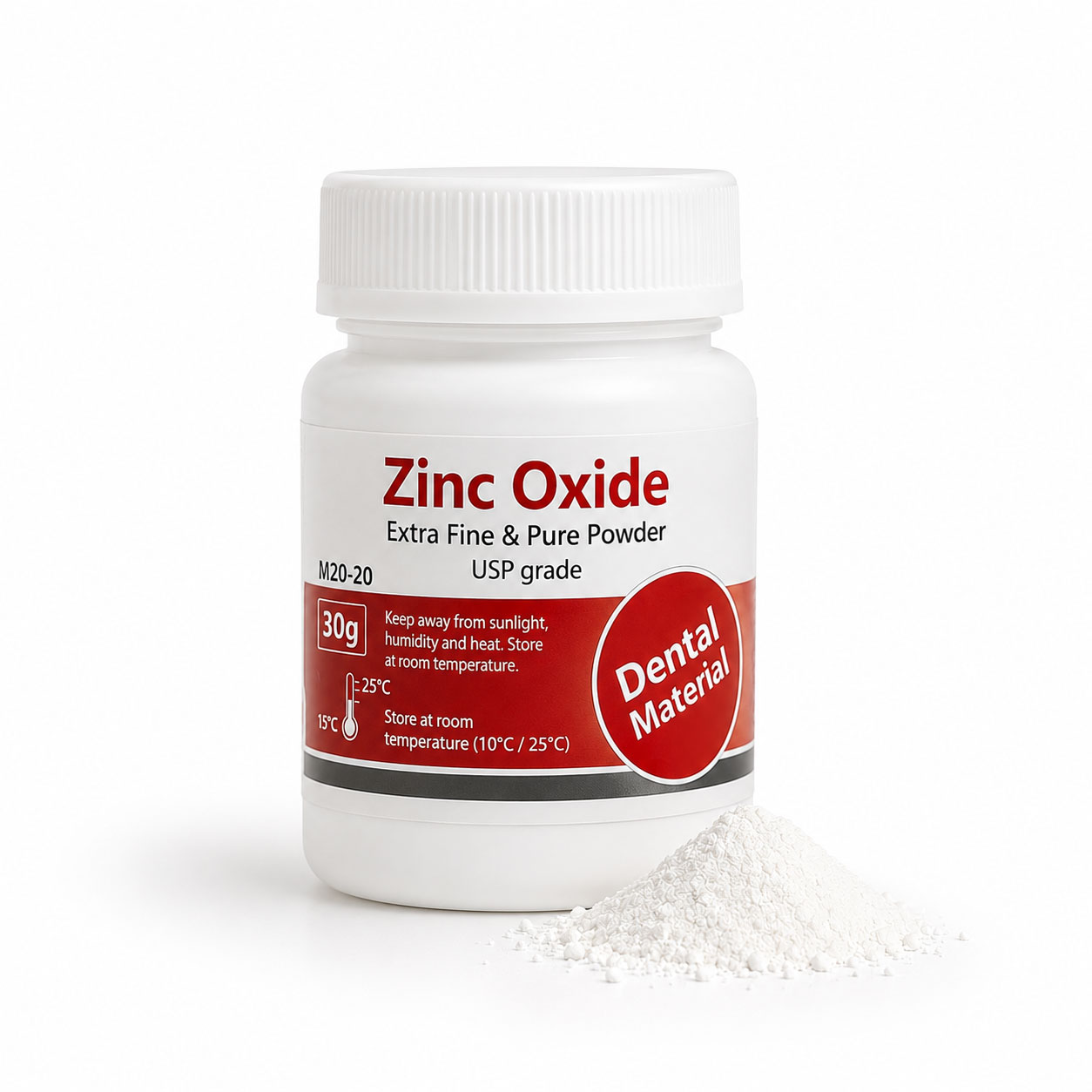 پودر زینک اکساید مروابن 30 گرمی (Morvabon Zinc Oxide Powder) در بسته‌بندی اصلی با زمینه سفید