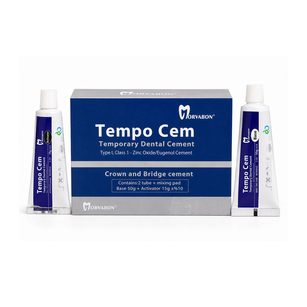 سمان موقت مروابن Tempo Cem شامل تیوب 50 گرمی Base و تیوب 15 گرمی Activator با زمینه سفید