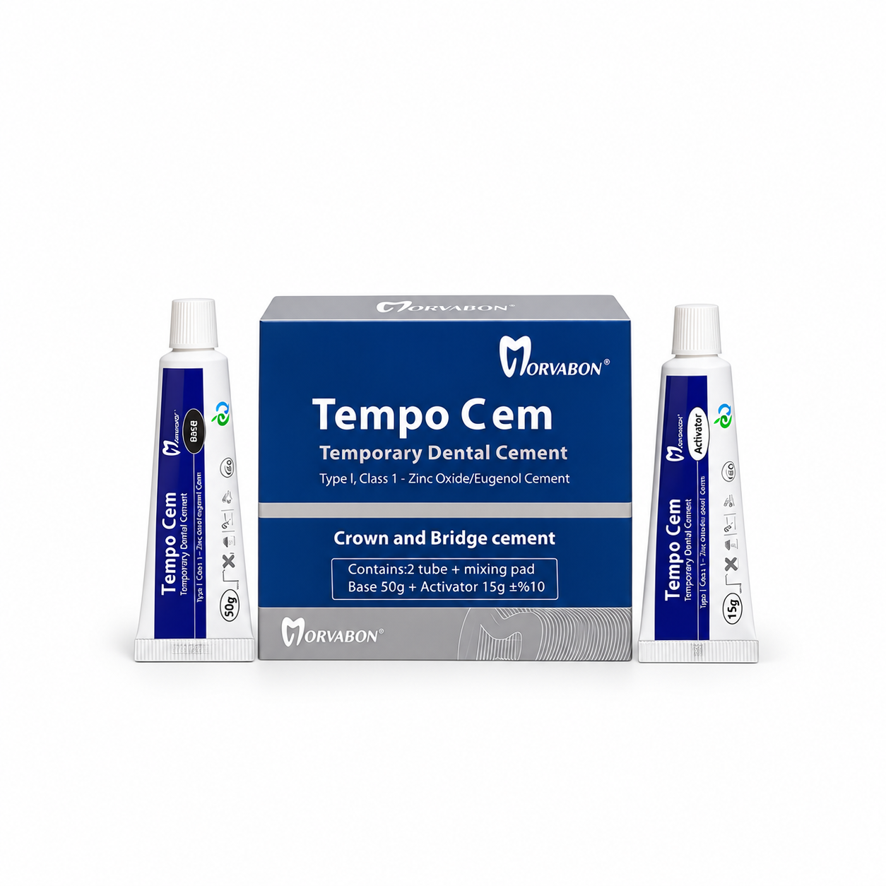 سمان موقت مروابن Tempo Cem شامل تیوب 50 گرمی Base و تیوب 15 گرمی Activator با زمینه سفید